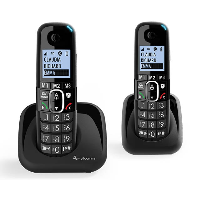 2 PACK BIG BUTTON 1502 PORTABLE DECT PHONE BLACK