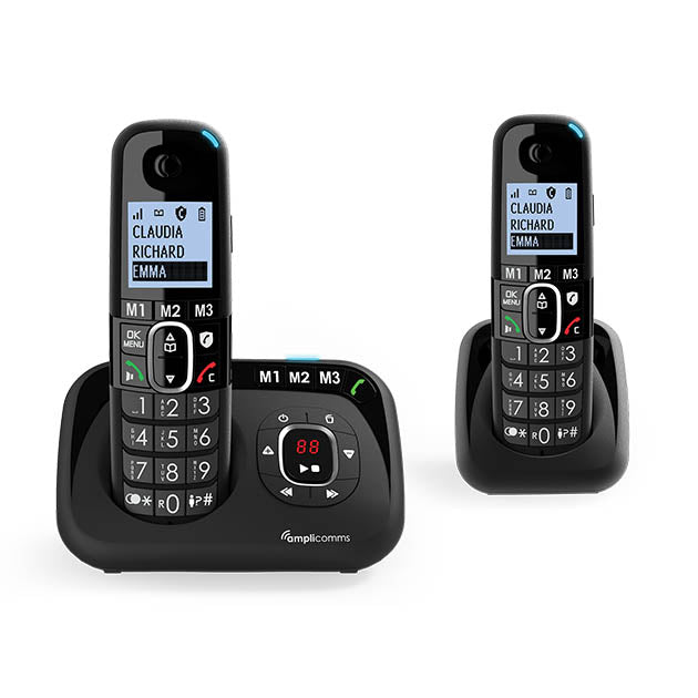 2 PACK BIG BUTTON 1582 VOICE DECT PHONE BLACK