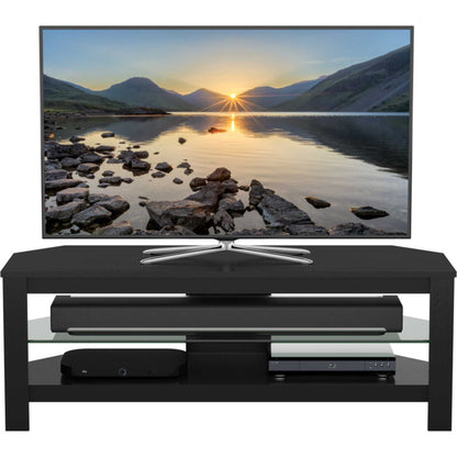 AVF CA115BOX Calibre Plus TV Stand with Glass Shelf Up To 55" - Black Oak