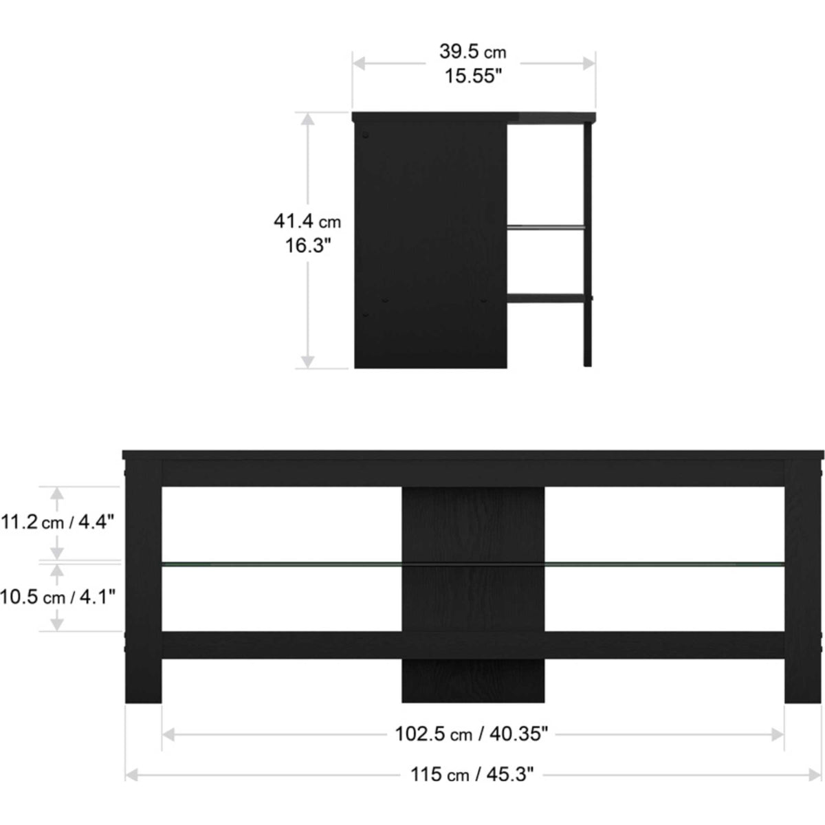 AVF CA115BOX Calibre Plus TV Stand with Glass Shelf Up To 55" - Black Oak