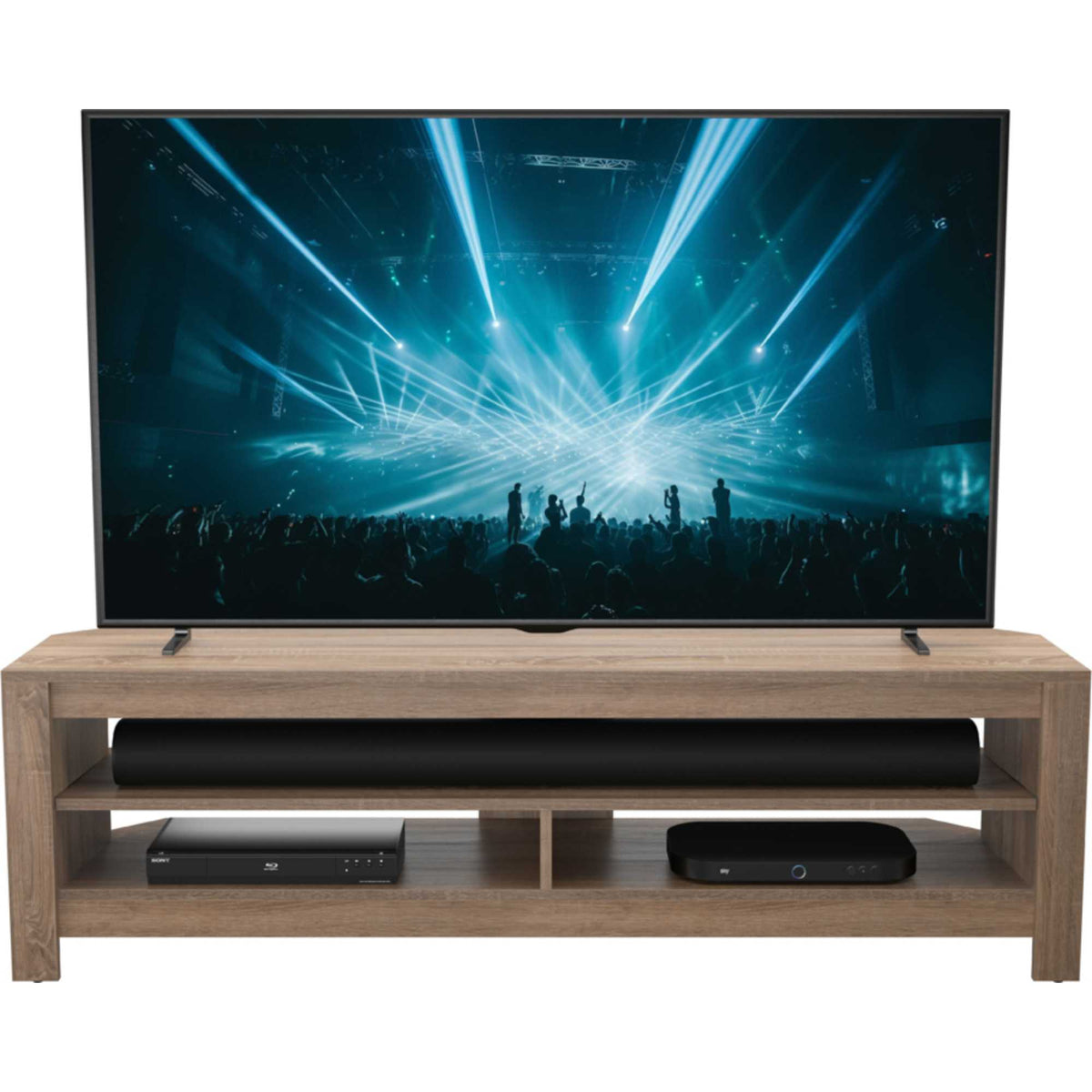 AVF CAS140GO Calibre Sound TV Stand with Sliding Shelf Up To 65" - Rustic Sawn Oak