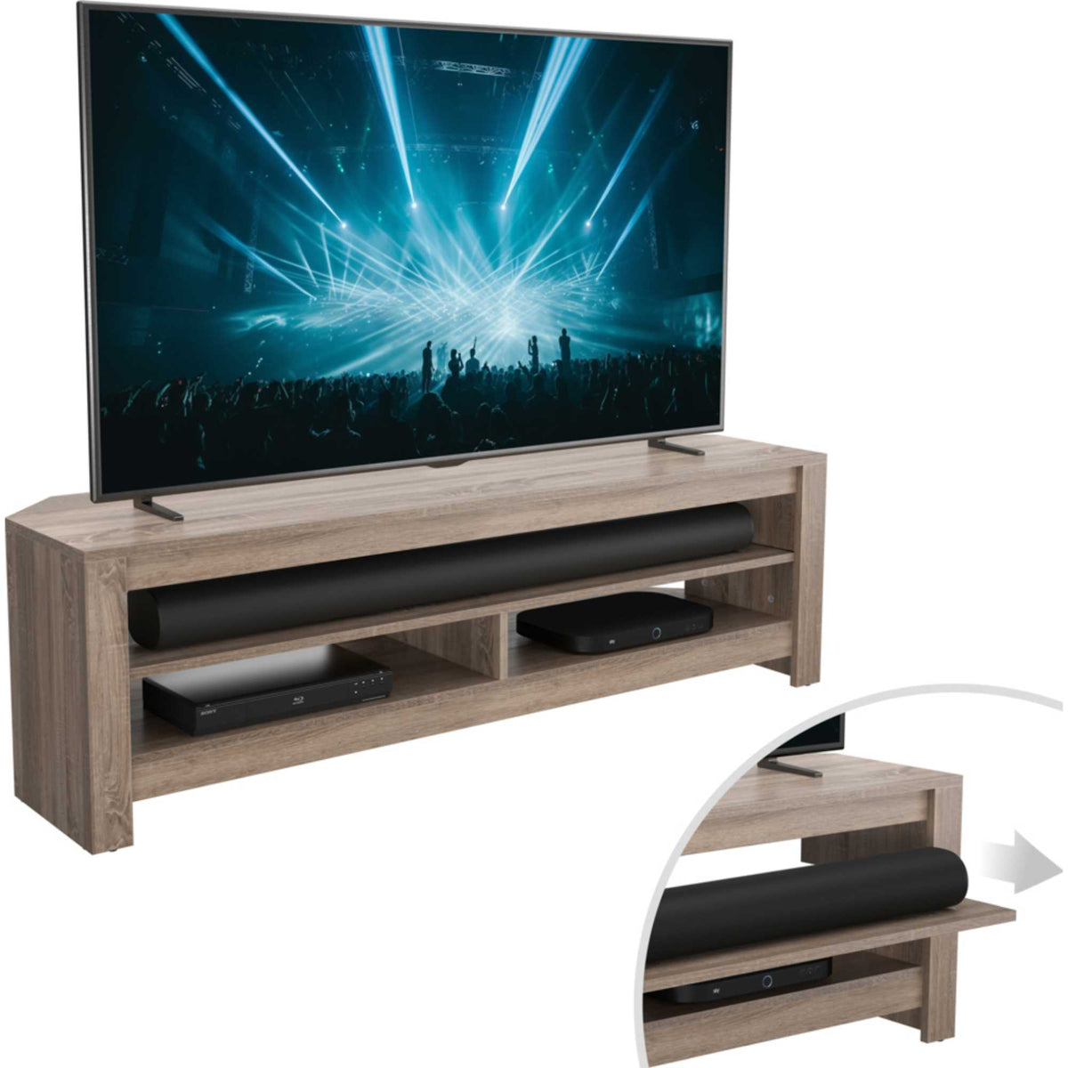 AVF CAS140GO Calibre Sound TV Stand with Sliding Shelf Up To 65" - Rustic Sawn Oak