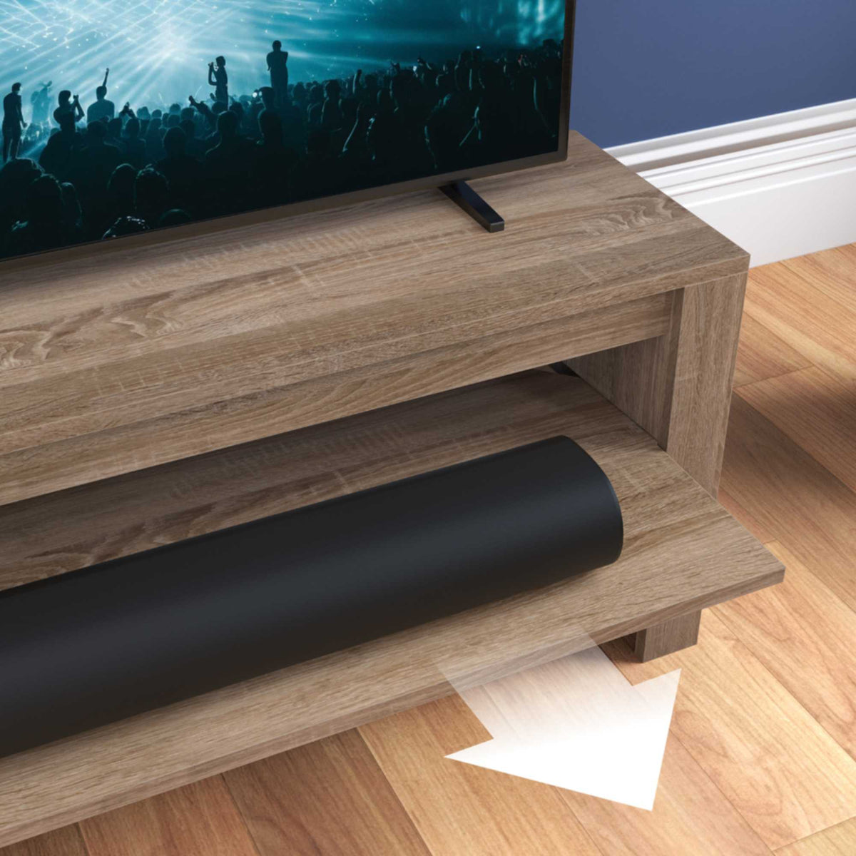 AVF CAS140GO Calibre Sound TV Stand with Sliding Shelf Up To 65" - Rustic Sawn Oak
