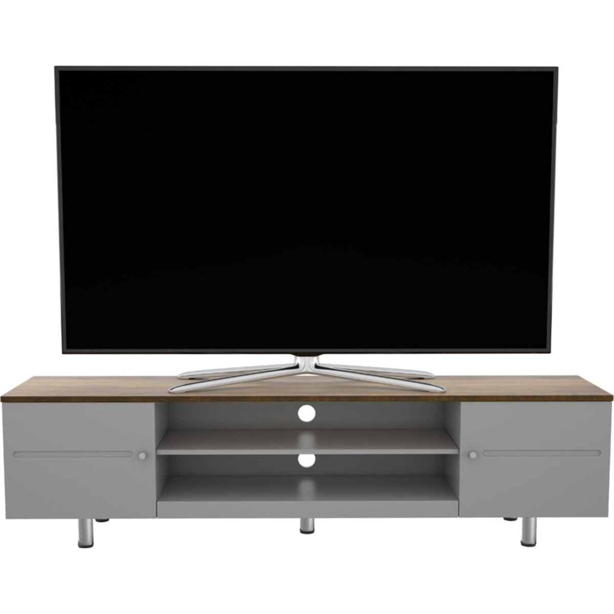 AVF FS1900WSSG Whitesands Open Aperture TV Stand - Satin Grey & Wood