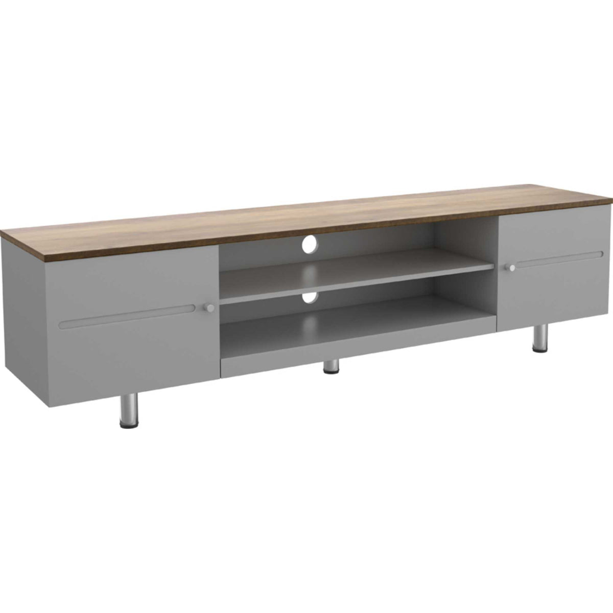 AVF FS1900WSSG Whitesands Open Aperture TV Stand - Satin Grey & Wood