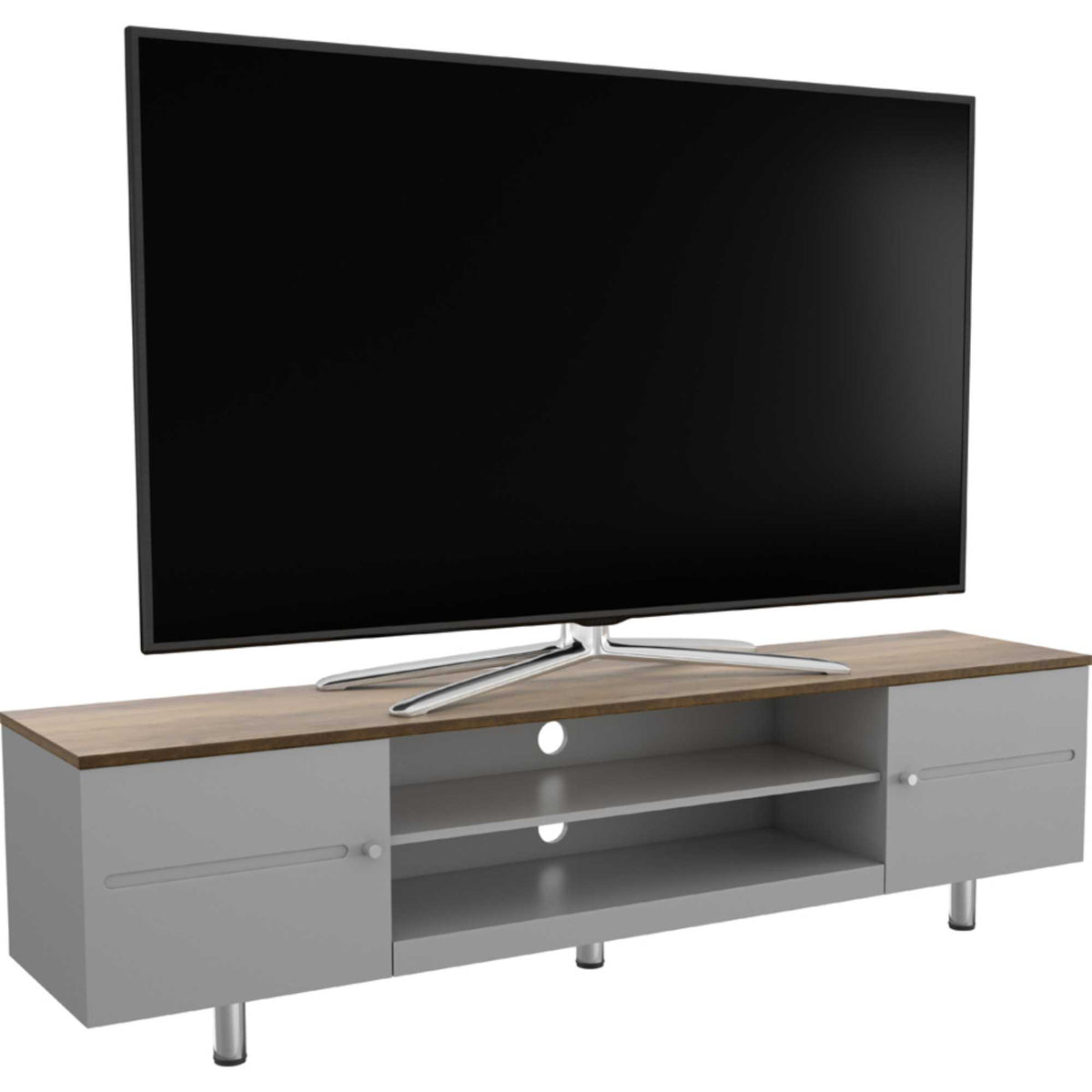 AVF FS1900WSSG Whitesands Open Aperture TV Stand - Satin Grey & Wood