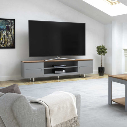 AVF FS1900WSSG Whitesands Open Aperture TV Stand - Satin Grey & Wood