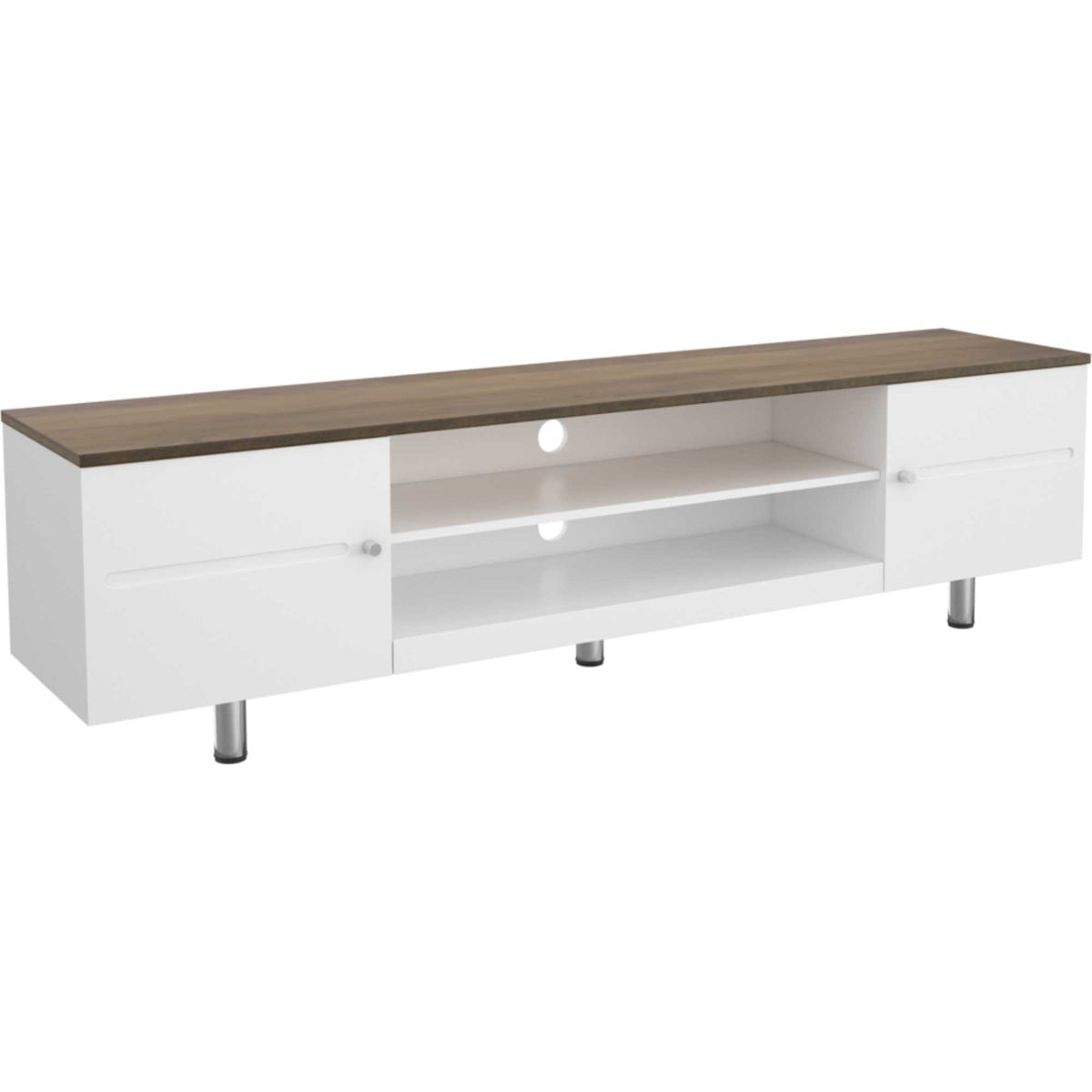 AVF FS1900WSSW Whitesands Open Aperture TV Stand - Satin White & Wood