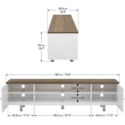 AVF FS1900WSSW Whitesands Open Aperture TV Stand - Satin White & Wood