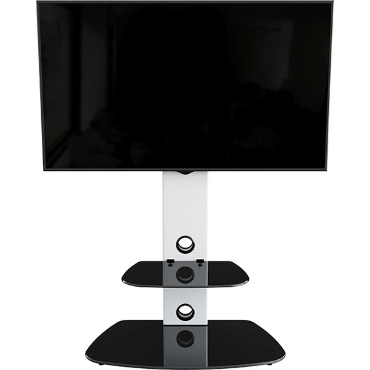 AVF Lucerne 70cm Curved Pedestal TV Stand 32-65 - Stain White & Black Gloss