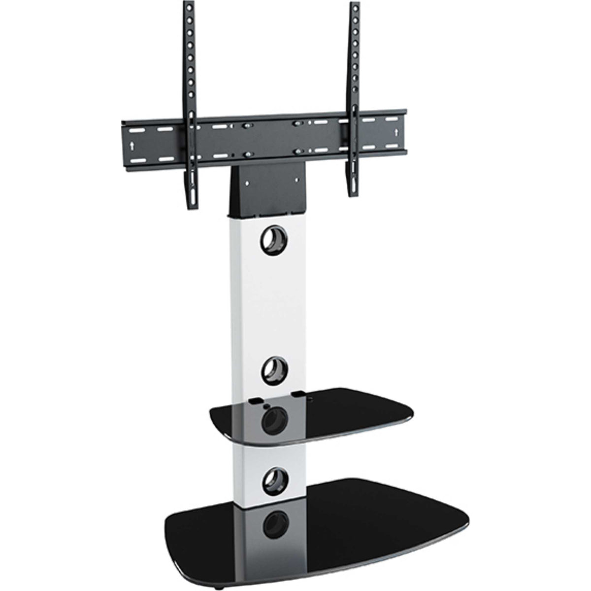 AVF Lucerne 70cm Curved Pedestal TV Stand 32-65 - Stain White & Black Gloss