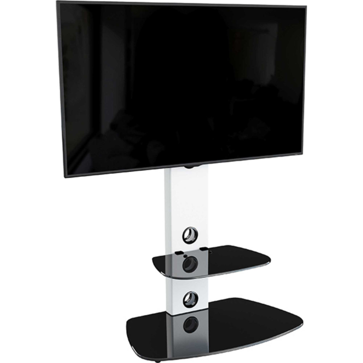 AVF Lucerne 70cm Curved Pedestal TV Stand 32-65 - Stain White & Black Gloss