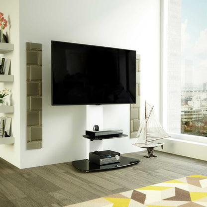 AVF Lucerne 70cm Curved Pedestal TV Stand 32-65 - Stain White & Black Gloss