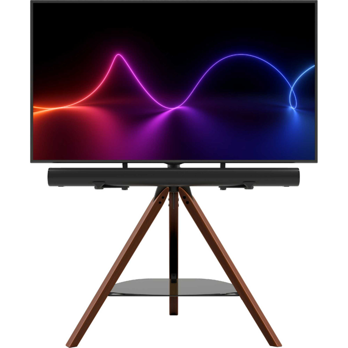 AVF FSLK1001HOXDWB Hoxton Sound Tripod TV & Soundbar Stand 32-70" - Dark Wood