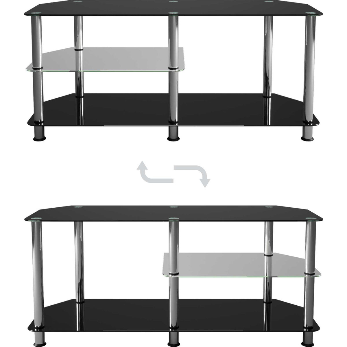 AVF SDC1140-5 Glass TV Stand With Vertical Storage - Black/Chrome