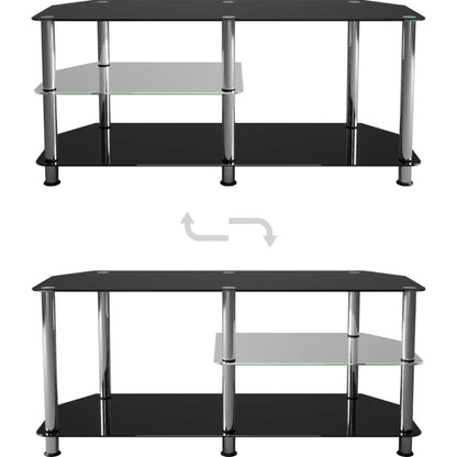 AVF SDC1140-5 Glass TV Stand With Vertical Storage - Black/Chrome