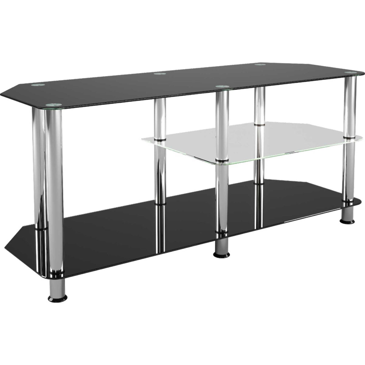 AVF SDC1140-5 Glass TV Stand With Vertical Storage - Black/Chrome