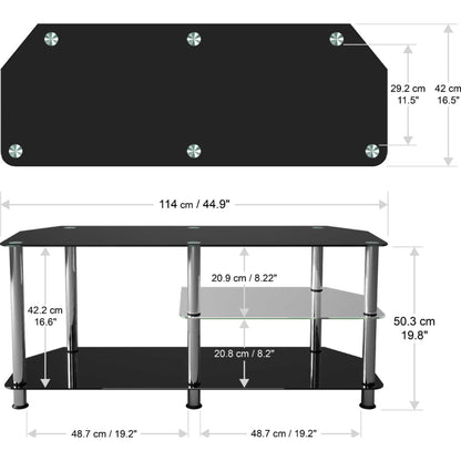 AVF SDC1140-5 Glass TV Stand With Vertical Storage - Black/Chrome