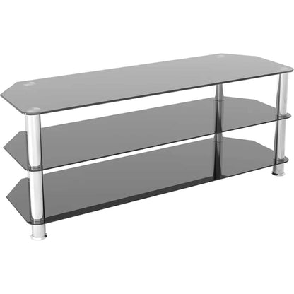 AVF SDC1250 125cm Glass Corner TV Stand - Black & Chrome