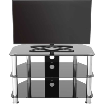 AVF SDC800 80cm Glass Corner TV Stand - Black & Chrome