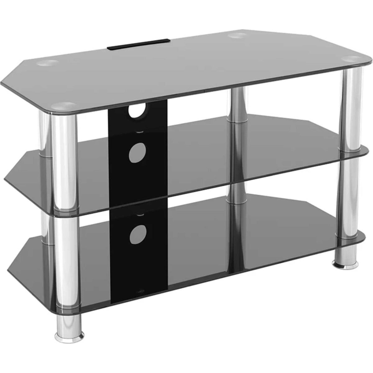 AVF SDC800 80cm Glass Corner TV Stand - Black & Chrome