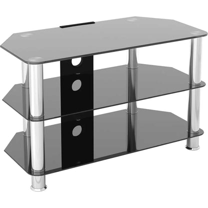 AVF SDC800 80cm Glass Corner TV Stand - Black & Chrome