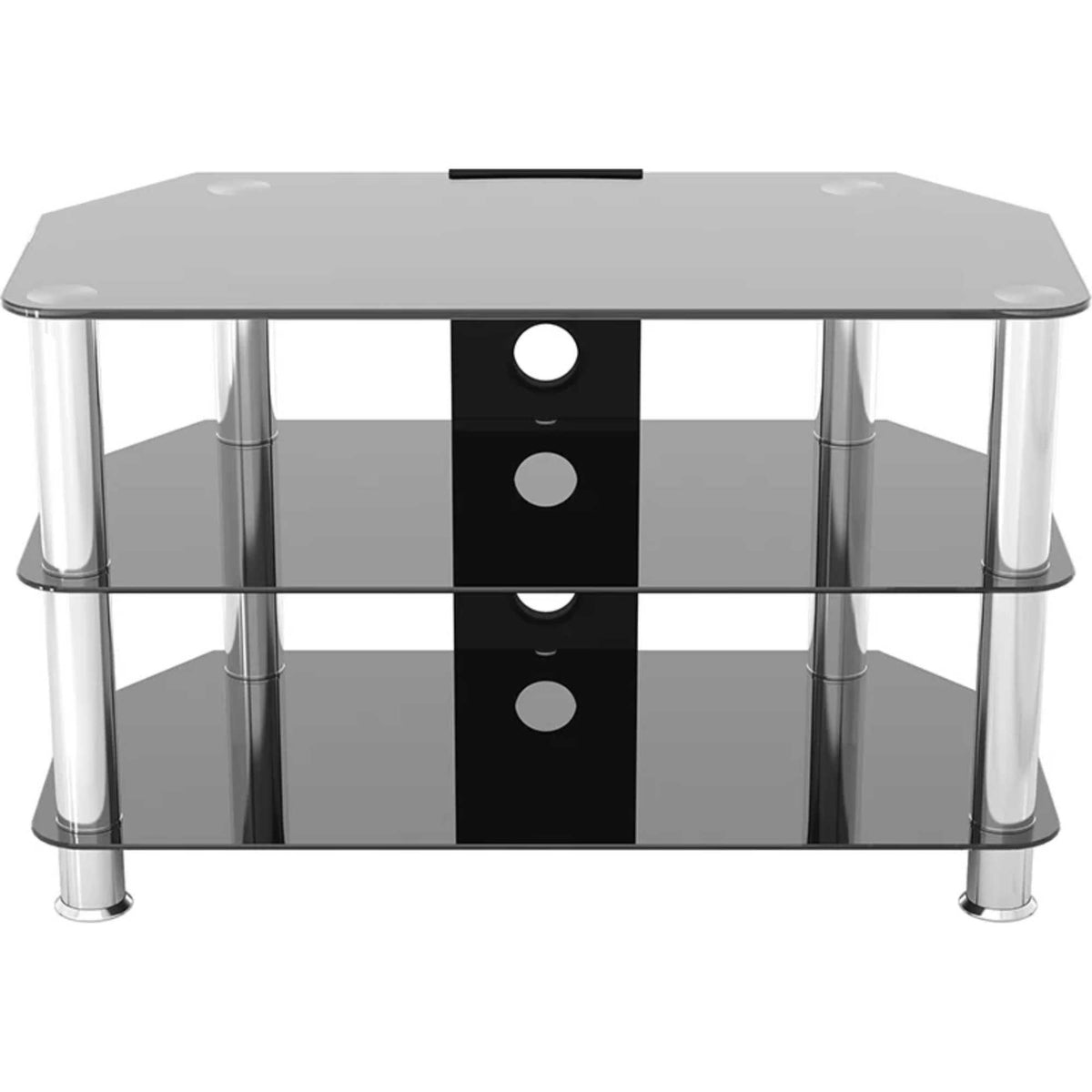 AVF SDC800 80cm Glass Corner TV Stand - Black & Chrome