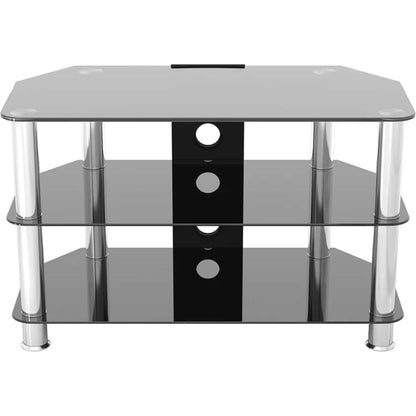AVF SDC800 80cm Glass Corner TV Stand - Black & Chrome