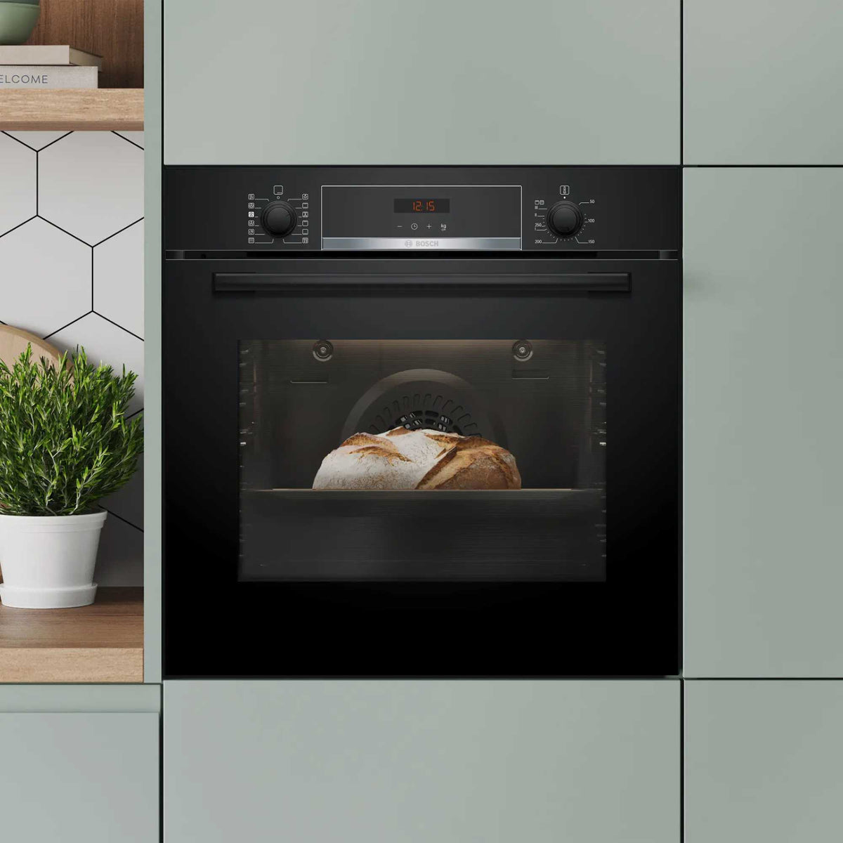 Bosch Series 4 HQA574BB3B Built-In Single Oven with Steam Function - Black