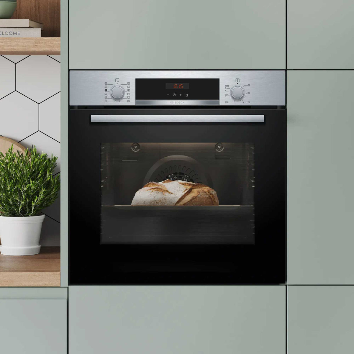 Bosch Series 4 HQA574BS3B Built-in Single Oven with Steam Function - Stainless Steel