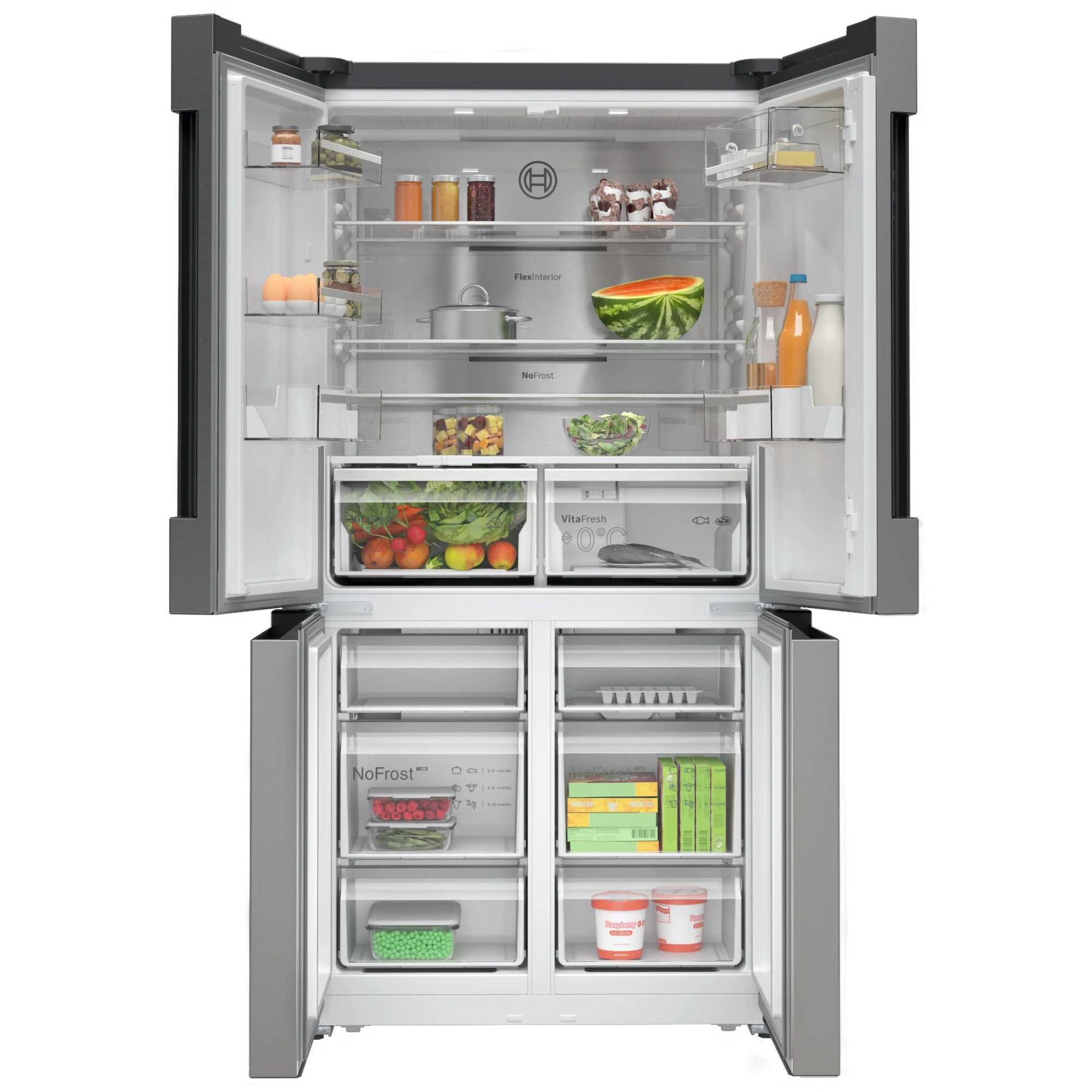 Bosch Series 4 American Style Fridge Freezer 70/30 Total No Frost - Brushed Steel - KFN96APEAG