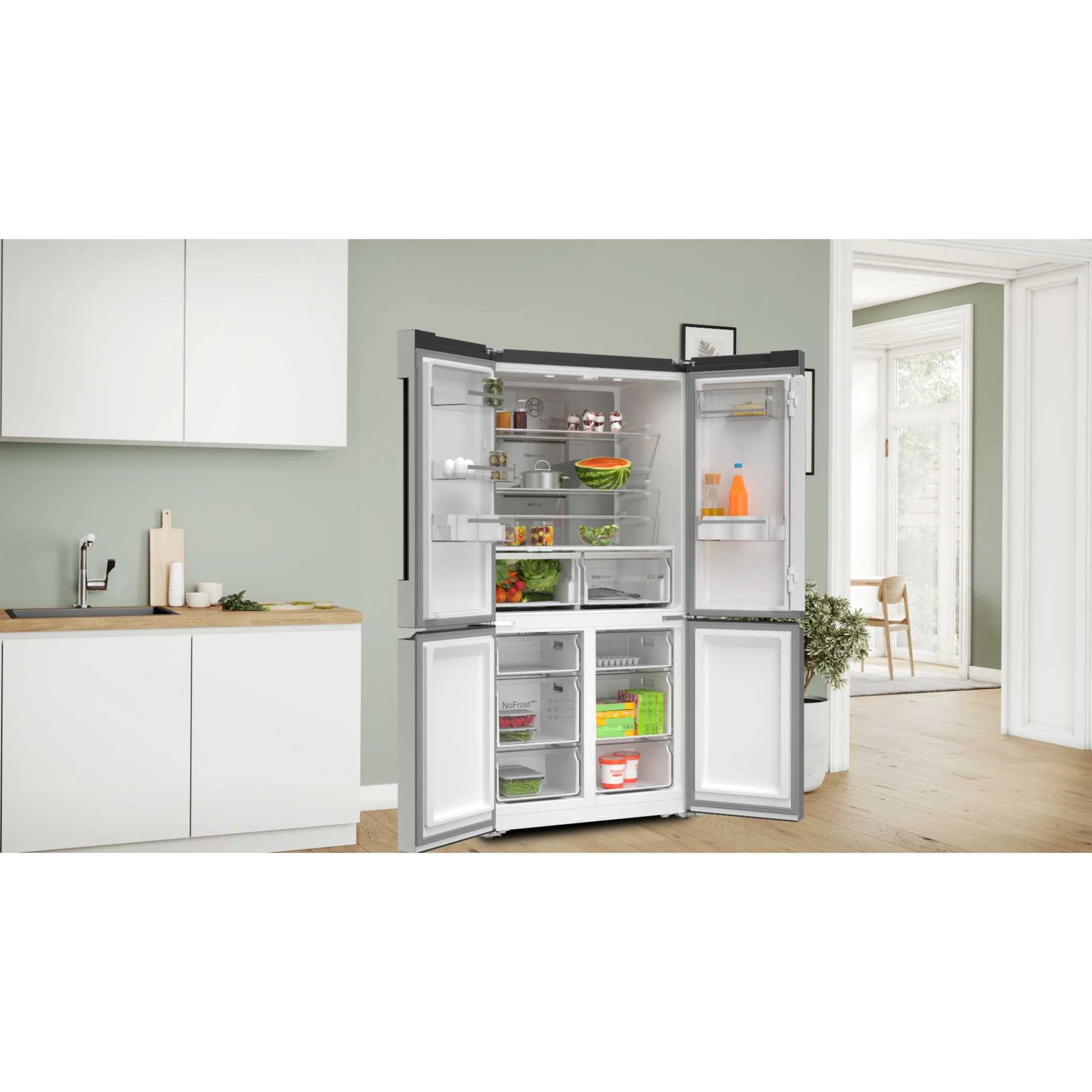 Bosch Series 4 American Style Fridge Freezer 70/30 Total No Frost - Brushed Steel - KFN96APEAG
