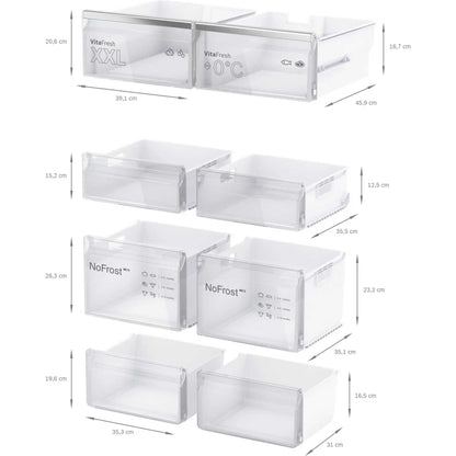 Bosch Series 4 American Style Fridge Freezer 70/30 Total No Frost - Brushed Steel - KFN96APEAG