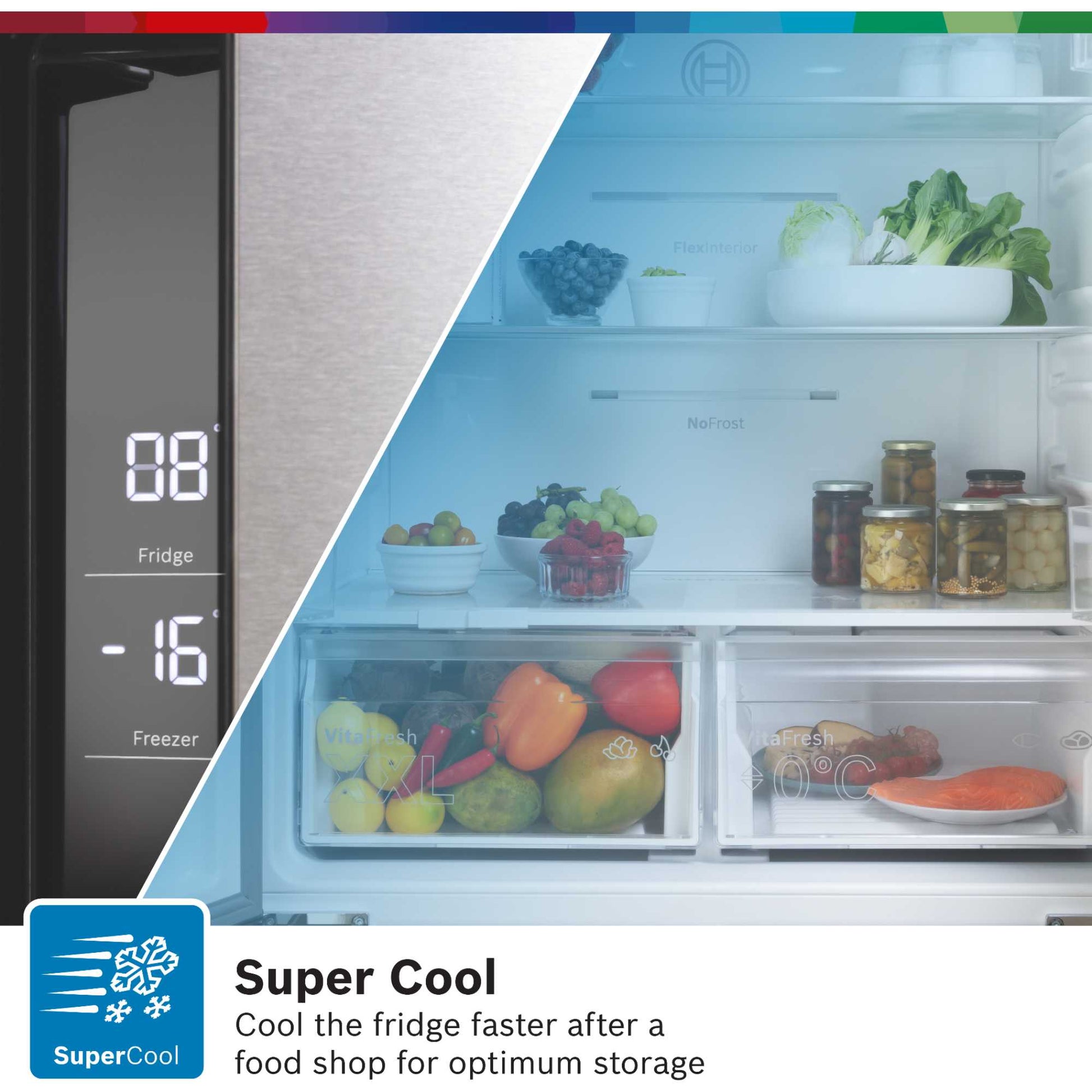 Bosch Series 4 American Style Fridge Freezer 60/40 Total No Frost - Brushed Steel - KFN96VPEAG