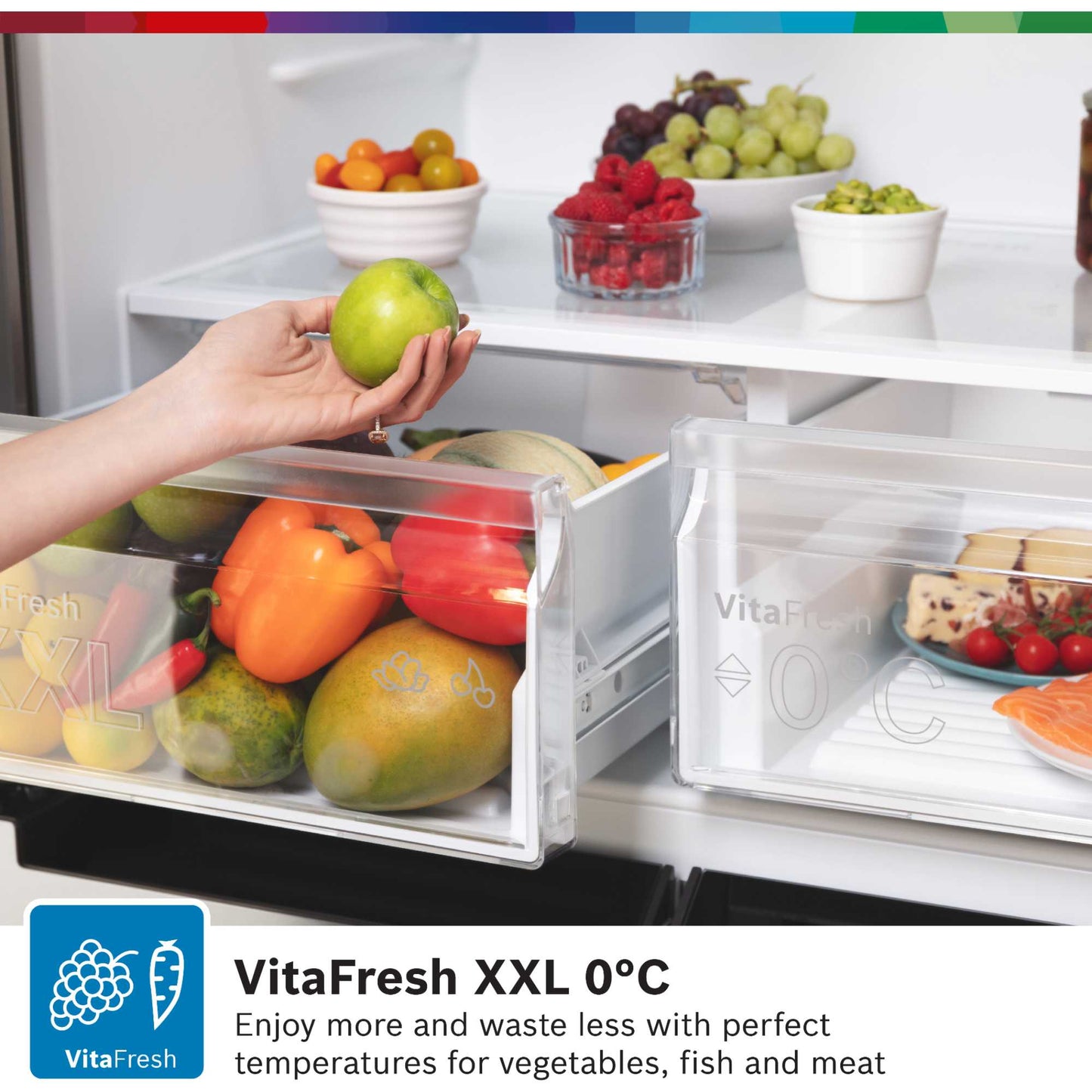 Bosch Series 4 American Style Fridge Freezer 60/40 Total No Frost - Brushed Steel - KFN96VPEAG