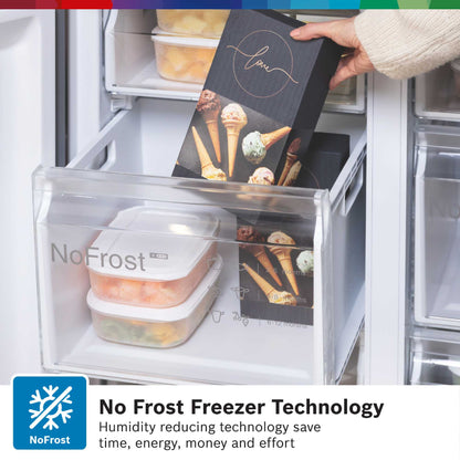 Bosch Series 4 American Style Fridge Freezer 60/40 Total No Frost - Brushed Steel - KFN96VPEAG