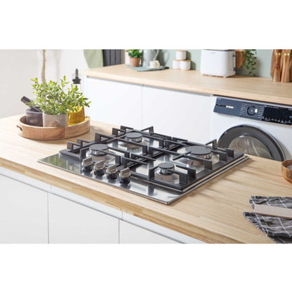Bosch PCP6A5I90 Series 6 58cm 4 Zone Gas Hob - Stainless Steel