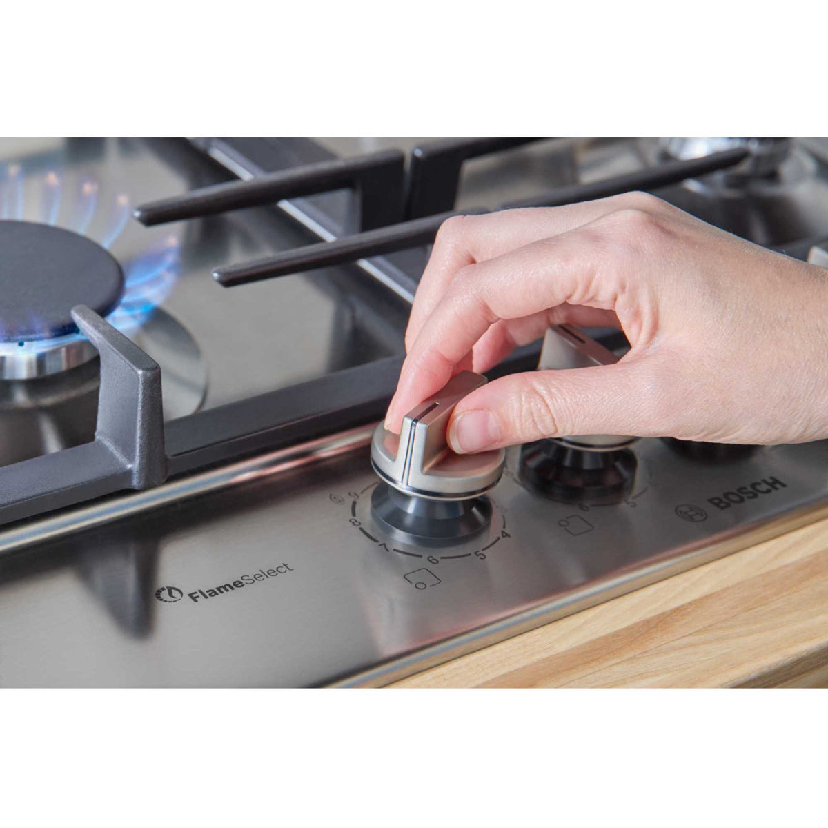 Bosch PCP6A5I90 Series 6 58cm 4 Zone Gas Hob - Stainless Steel
