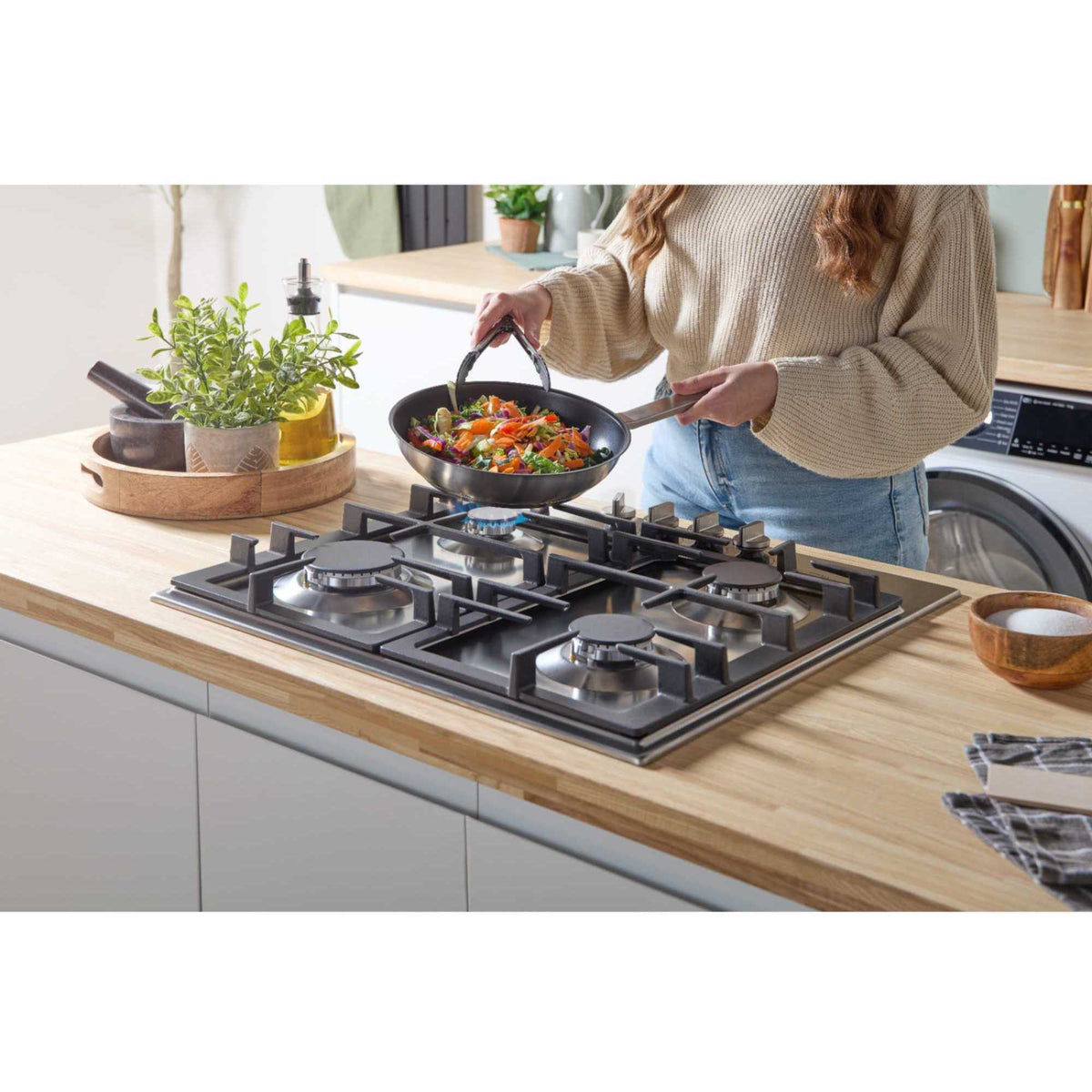 Bosch PCP6A5I90 Series 6 58cm 4 Zone Gas Hob - Stainless Steel