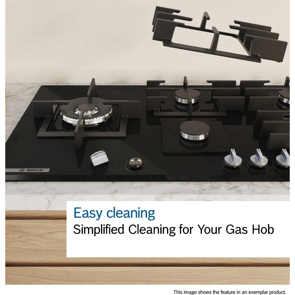 Bosch PCP6A6I90 Series 6 4 Burner 60cm Gas Hob - Black