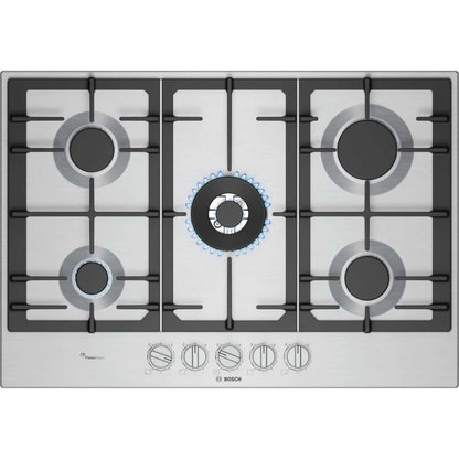 Bosch PCQ7A5I90 Series 6 75cm 5 Zone Gas Burner Hob - Stainless Steel