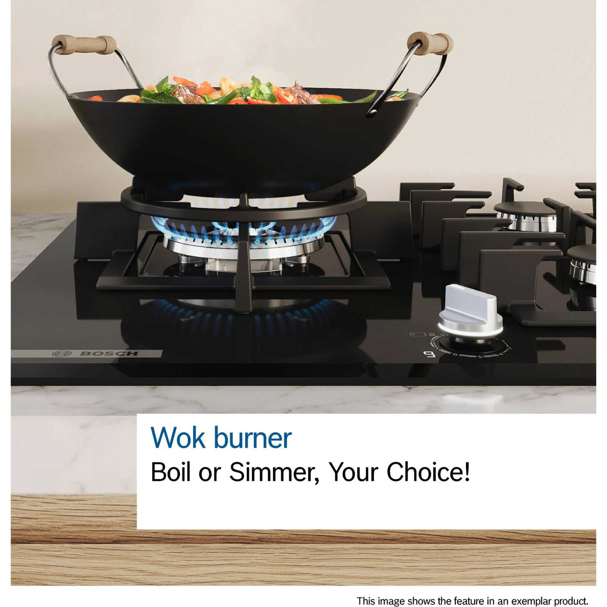 Bosch PCQ7A5I90 Series 6 75cm 5 Zone Gas Burner Hob - Stainless Steel