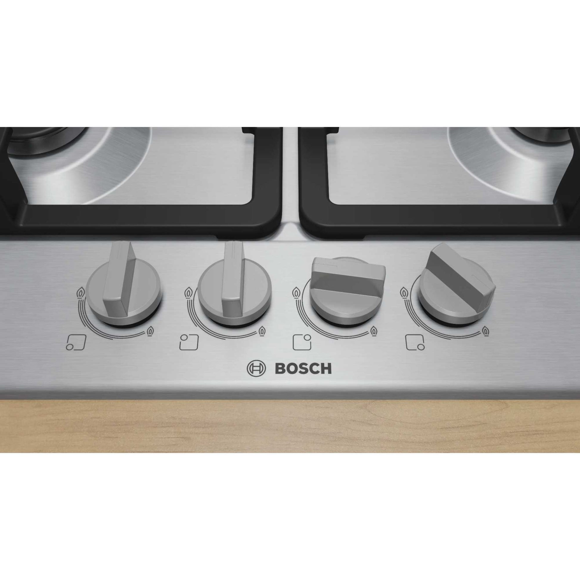 Bosch PGP6B5K90 Series 4 60cm 4 Burner Gas Hob - Stainless Steel