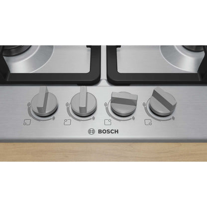 Bosch PGP6B5K90 Series 4 60cm 4 Burner Gas Hob - Stainless Steel