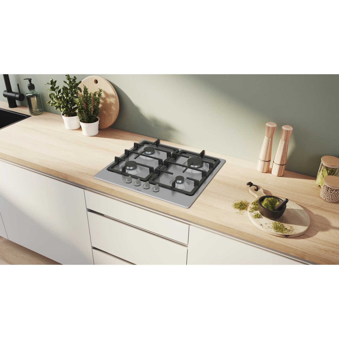 Bosch PGP6B5K90 Series 4 60cm 4 Burner Gas Hob - Stainless Steel