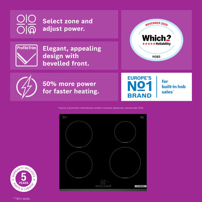 Bosch PIE631BB5E Series 4 60cm 4 Burner Induction Hob