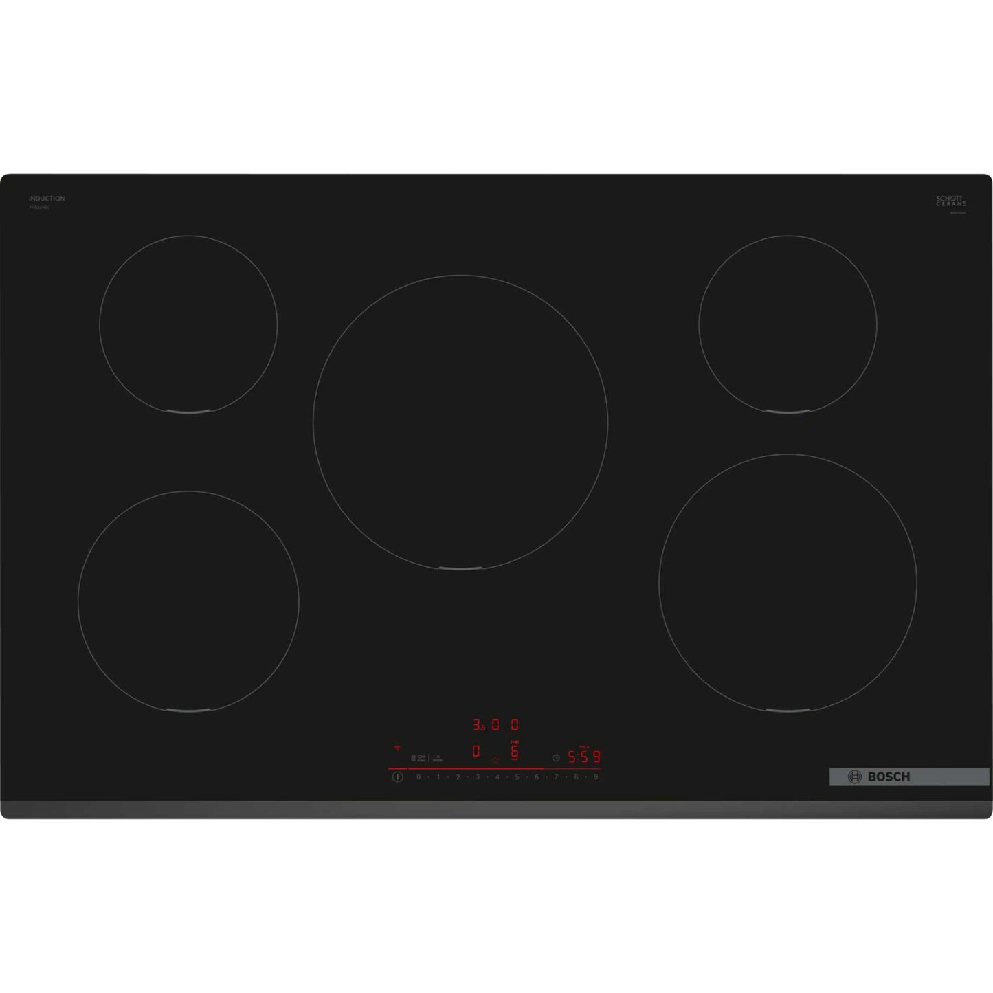 Bosch PIV831HB1E Series 6 5 Burner 80cm Induction Hob - Black