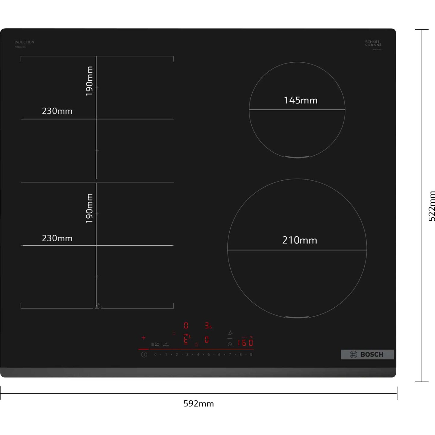Bosch PIX631HC1E Series 6 60cm Induction Hob - Black
