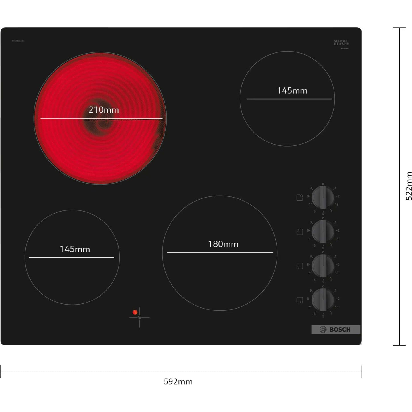 Bosch Series 2 PKE611CA3E 60cm Frameless Electric Hob - Black