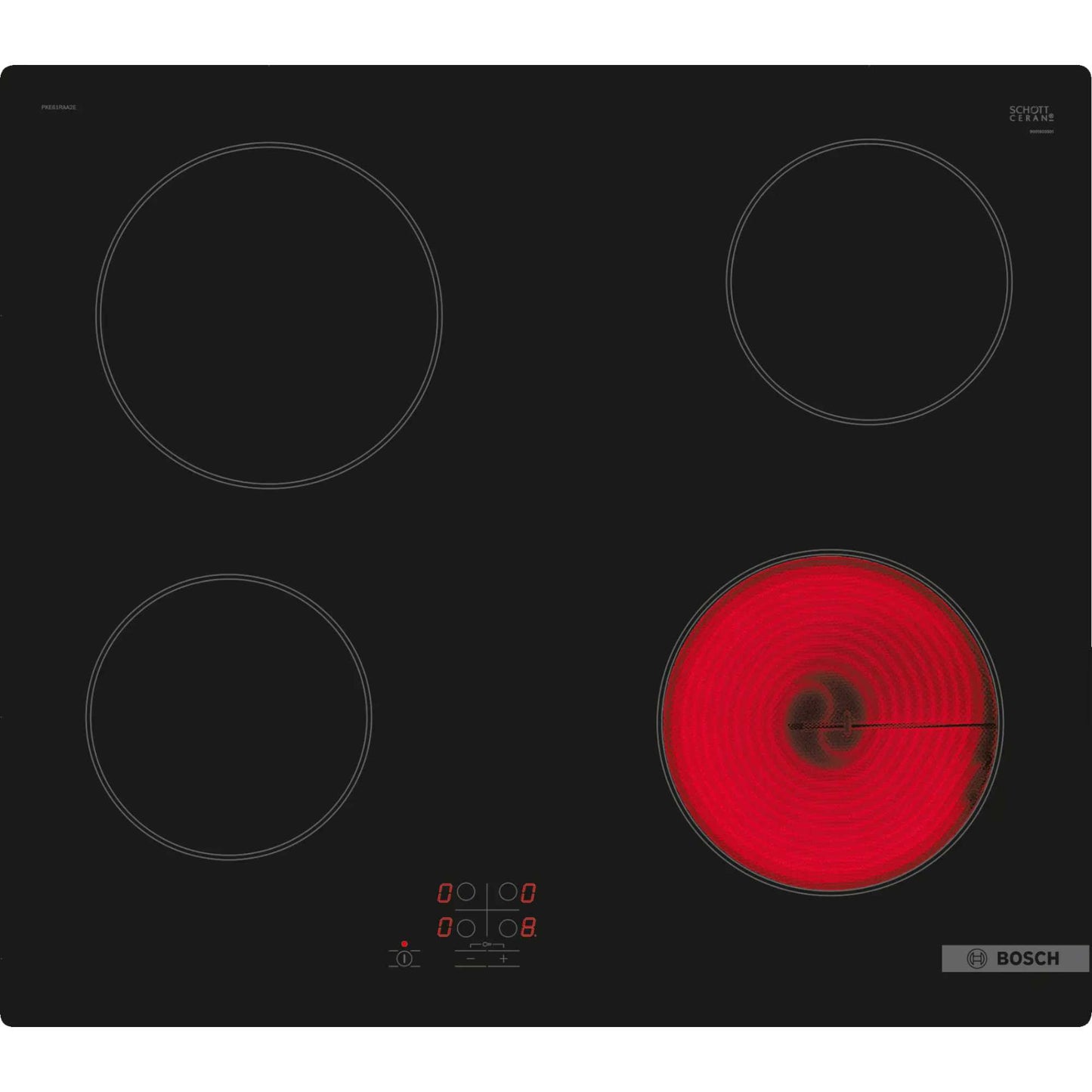 Bosch PKE61RAA8B Series 2 60cm 4 Burner Ceramic Electric Hob
